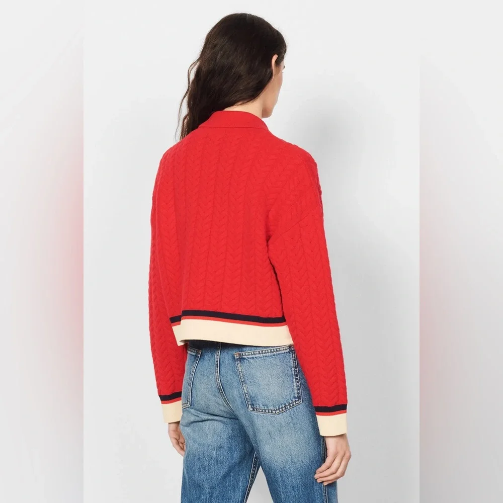 Sandro Idriss Cable-Knit Wool cardigan size 4 - Picture 4 of 11
